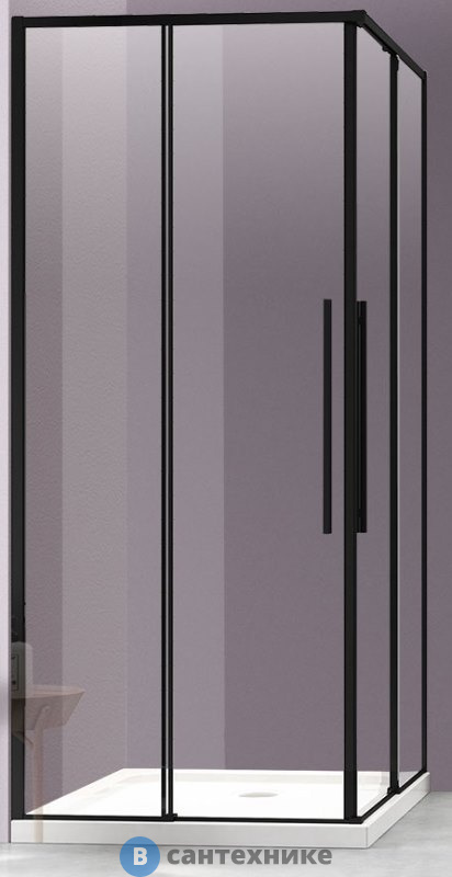 Душевой уголок Vincea Slim-N VSS-4SN9010CLB, 1000*900, черный, стекло прозрачное, без поддона