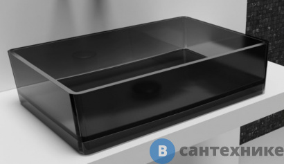 картинка Раковина ABBER Kristall AT2803Onyx, накладная прозрачная, чёрный