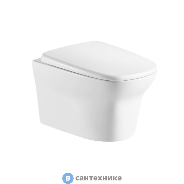 Унитаз подвесной Cerutti AMI Aria (500*360*350) безободковый, тонкая крышка дюропласт с микролифтом быстросъемная (CT8780)