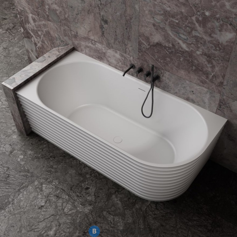 Ванна ABBER Stein AS9651 L из искусственного камня белая матовая