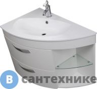 Тумба под раковину De Aqua Трио 89 Люкс L бел. + свет. (Grass) (197201)