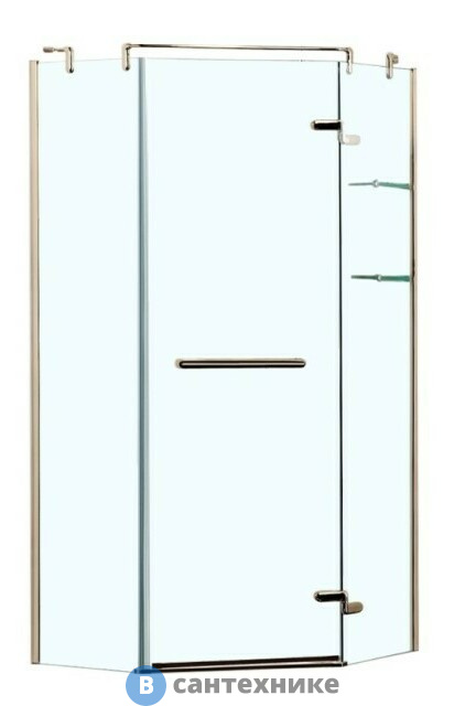 Душевое ограждение AZARIO MONTREAL 1000*1000*2000 5-угол без поддона правое, со стек полкой (расп дверь) стекло 8 мм, профиль золото (AZ-NWG3231 1000 R GOLD)