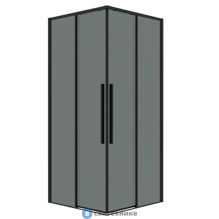 Душевое ограждение Grossman Galaxy 300.K33.01.9090.21.10 (90*90*195) квадрат, раздвиж, черн. мат, стекло тонирован, без поддона