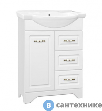 картинка Тумба под раковину Style line Олеандр-2 65 (3 ящика) белый (4650134471755)