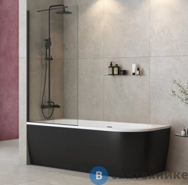 картинка Душевая шторка CEZARES LIBERTA-V-1-TB-90/155-C-NERO на ванну универсальная