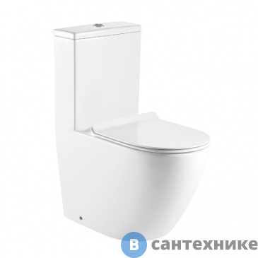 картинка Унитаз-моноблок AZARIO MORANO AZ-1001 безободковый с сиденьем дюропласт микролифт. 680x370х830 мм