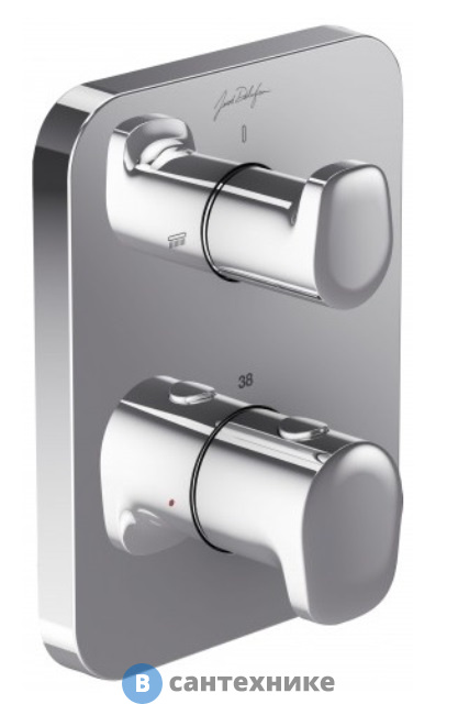 Смеситель Jacob Delafon MODULO E75389-CP для душа с термостатом, на 2 выхода (хром)