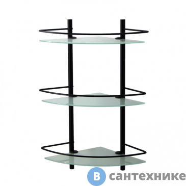 картинка Полка WasserKRAFT K-3133 black стеклянная тройная