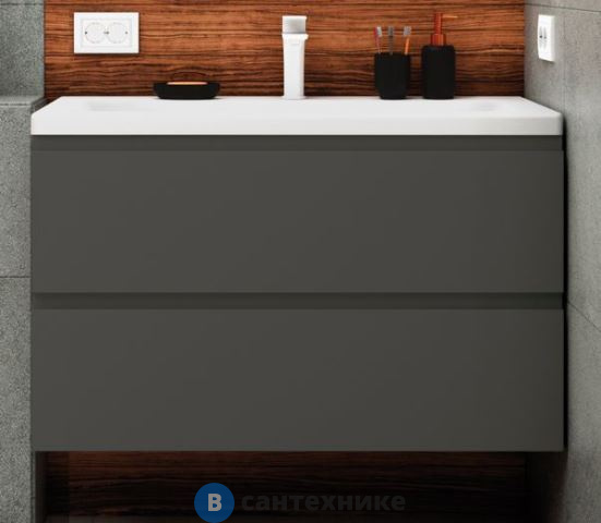 Тумба под раковину Art & MAX BIANCHI AM-Bianchi-1000-2C-SO-GM подвесная с двумя выкатными ящиками, серый матовый