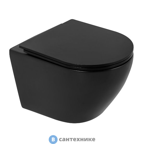 Унитаз подвесной BelBagno COLORATO, чёрный BB062CHR-MB/BB062SC-MB безободковый с сиденьем