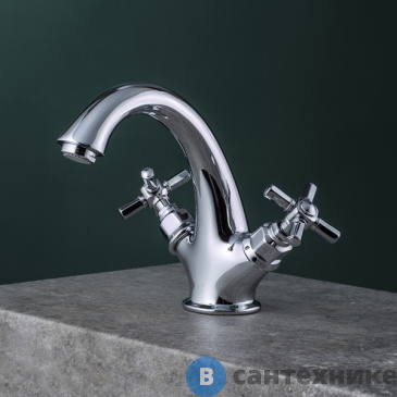 картинка Смеситель Gattoni TRD для раковины ручки Paris, с донным клапаном, хром (TR320/18C0)