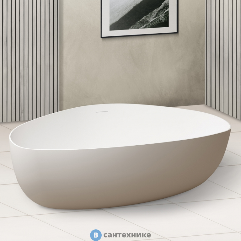 Ванна ABBER Stein AS9608 180*130 из искусственного камня, белая матовая