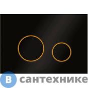 Смывная кнопка Veconi ROUND DESIGN VFRD004BLG (чёрный матовый, кайма золото)