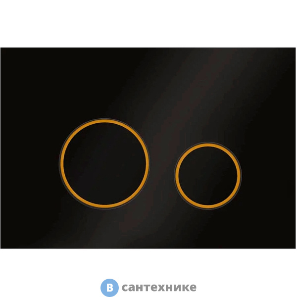 Смывная кнопка Veconi ROUND DESIGN VFRD004BLG (чёрный матовый, кайма золото)