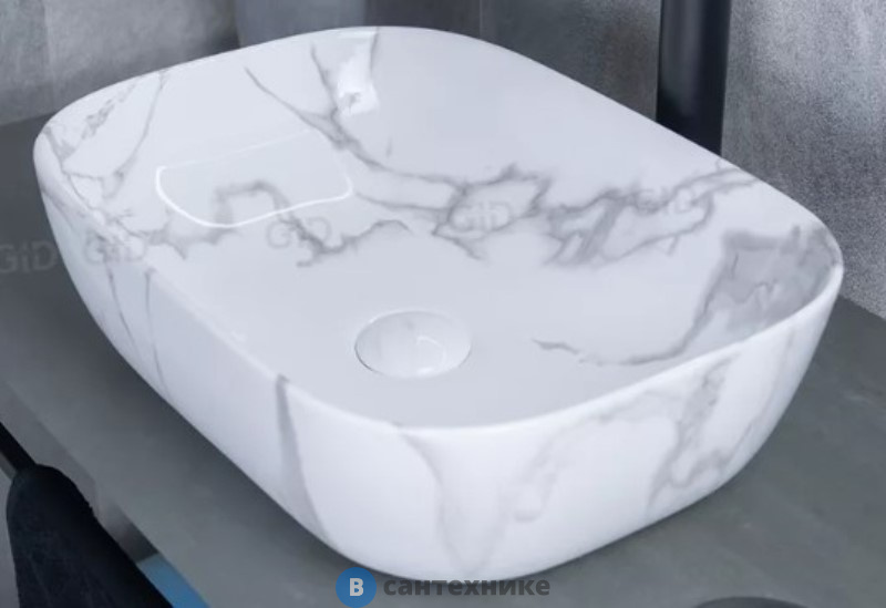 Раковина накладная GID-ceramic Mnc333C под камень глянцевый (460х325х135)