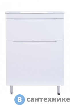 картинка Тумба под раковину Style line Бергамо мини 60 (2 ящ.) Люкс антискрейтч белый, напольная PLUS (2000949236551)