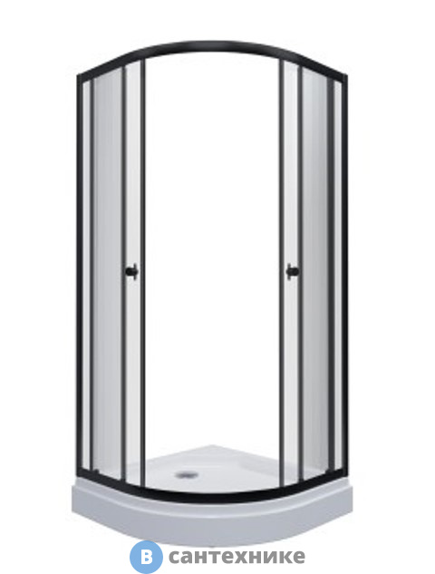 Душевой уголок Тритон Альфа-Блэк 100х100, 1/4 круга, низ. подд. (DK287)