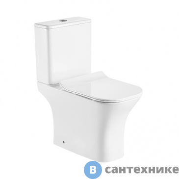 картинка Унитаз с бачком AZARIO FRETTA SQUARE AZ-5121 безободковый с сиденьем микролифт. 650x340x790 мм