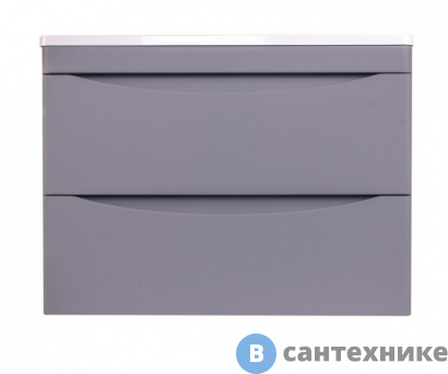 картинка Тумба под раковину Style line Бергамо мини 70 (2 ящ.) Люкс антискрейтч серый, подвесная PLUS (2000949236674)