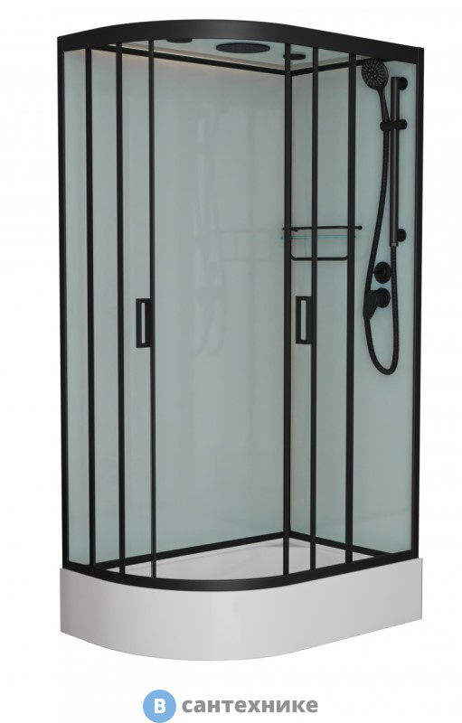 Душевая кабина Frank F412/1R Black правосторонняя средний поддон