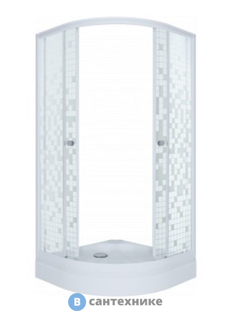 Душевой уголок Тритон Стандарт 90*90 А 1/4 круга, низ. подд., Аква, Мозаика, Белый (DK69_2)