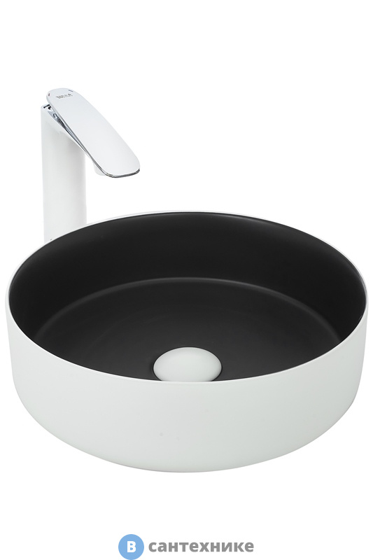 Раковина WELTWASSER ELBACH M3134 WB накладная (белая чёрная) /355х355х120/