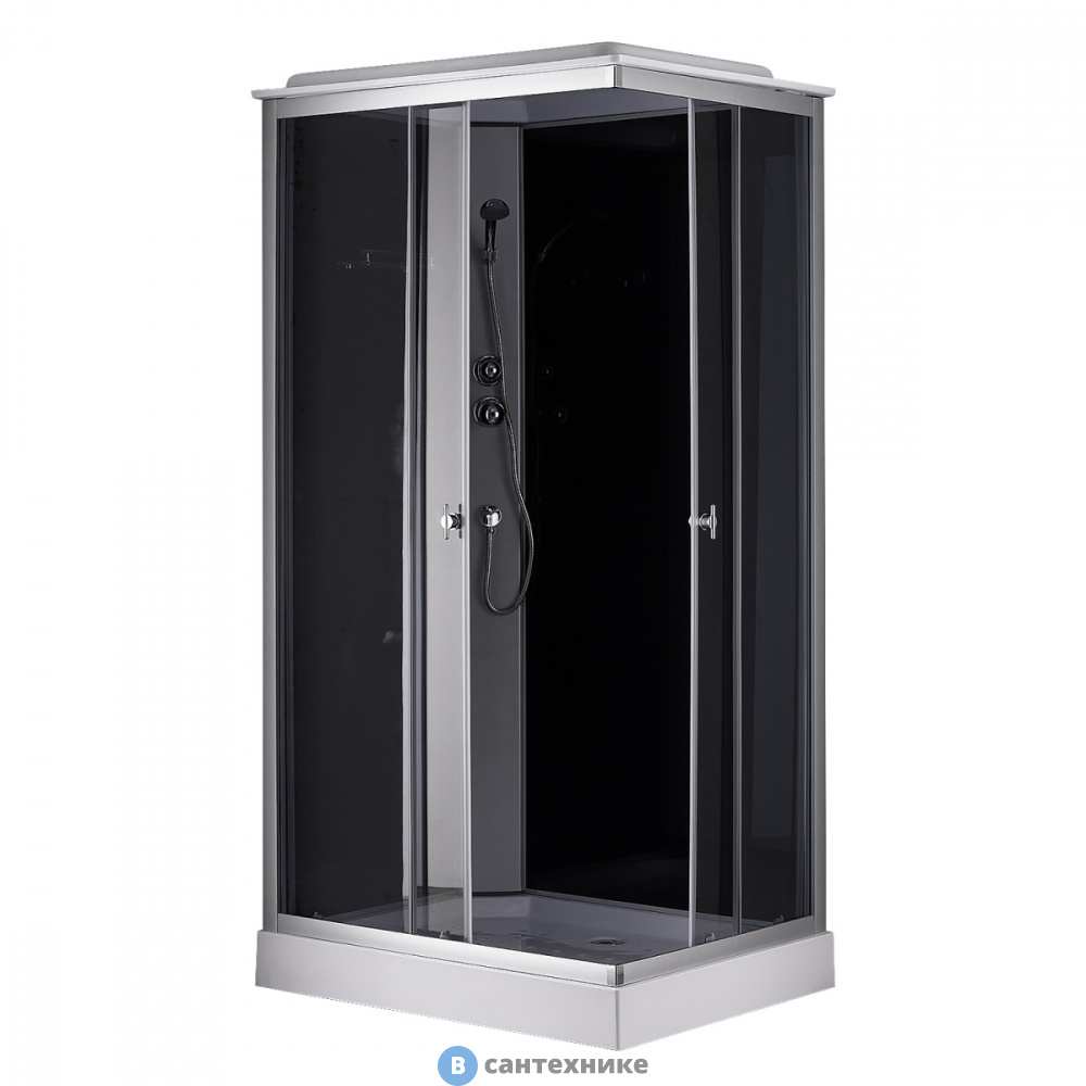 Душевая кабина Loranto CS-5180-13L G, 100*80*215 низкая, серая, прямоугольная, стекло 4 мм, поддон 13 см