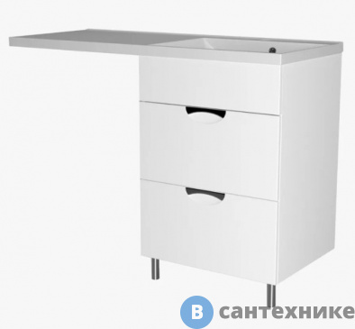 картинка Тумба под раковину Ирлен ЛОТОС 57х75х48 с 2 выд. ящ. под стир. машину (под ум. Kamilla-120) /138739/