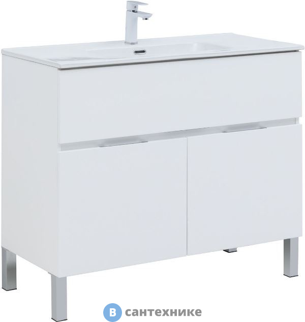 Тумба под раковину Aquanet Алвита new 100 напольная 1 ящ., 2 дв. белый матовый (277554)