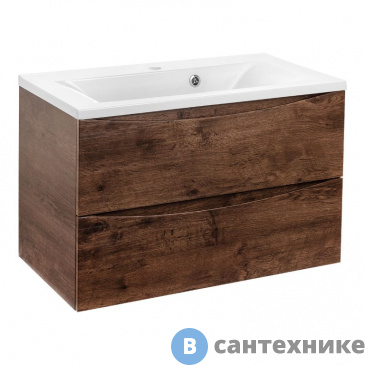 картинка Тумба под раковину Vincea Mia 800 подвесная, 2 выкатных ящика soft close, R.Wood (VMC-2MA800RW)