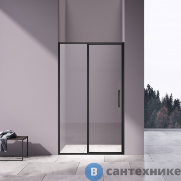картинка Душевая дверь Vincea Slim 8mm VDP-4SL120CLB, черный, стекло прозрачное