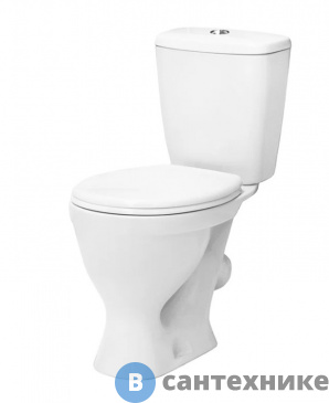 картинка Унитаз с бачком Sanita ЭТАЛОН эконом (арматура 1-режим. "Уклад", антивсплеск, сиденье полипропилен, крепление) (ETLSACC01090113)