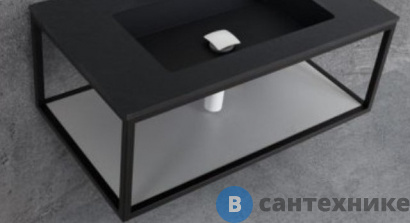 картинка Каркас Cezares одноярусный подвесной, стальной, под раковину (Сварной) CADRO 50-100/50/30-1C-SO-MET-ST Nero (100х50х30)