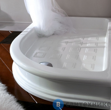 картинка Душеовй поддон Kerasan Retro полукруглый 90х90 см, R55, диаметр слива 90, белый (133901)