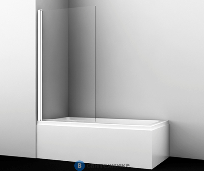 Стеклянная шторка WasserKRAFT Berkel 48P01-80 White на ванну