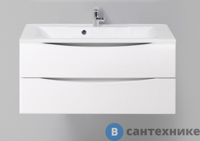 картинка Тумба под раковину BelBagno MARINO MARINO-1100-2C-SO-BL-P подвесная с двумя выкатными ящиками, Bianco Lucido, 1100x450x500