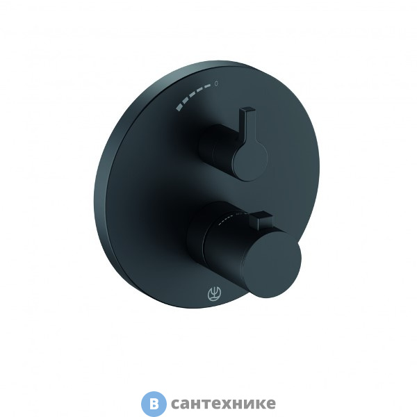 Смеситель Kludi Nova Fonte Puristic 208353915 для душа, термостат, чёрный матовый, без внутренней части