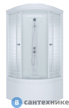 картинка Душевая кабина Тритон Стандарт 90*90 Б 1/4 круга, глуб. подд., Аква, Полосы, Белый, ДН4 (DK155)