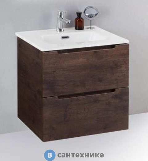 Тумба под раковину BelBagno 51 см ETNA39-500/390-2C-SO-RW-P подвесная с двумя выкатными ящиками, Rovere Moro