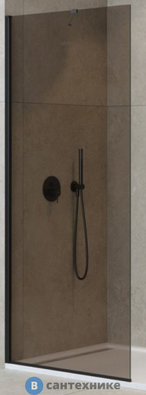 Душевая перегородка Cezares LIBERTA-L-1-TB-90-BR-NERO универсальная с односторонним входом, стекло бронза, профиль чёрный, 900x1950 мм
