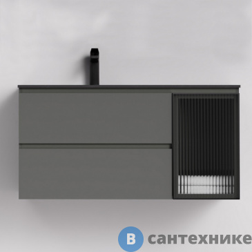 картинка Тумба с раковиной Orans BC-2055-1000L MFC085, art marble (matte black) (1000x550x500)