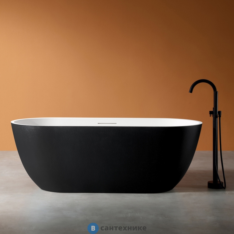 Ванна ABBER Frankfurt AM9941BW из искусственного камня черно-белая матовая