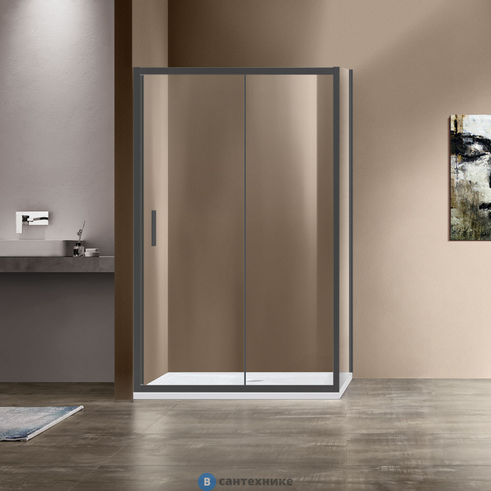 Душевой уголок Vincea Garda VSR-1G8011CLGM, 1100*800, вороненая сталь, стекло прозрачное