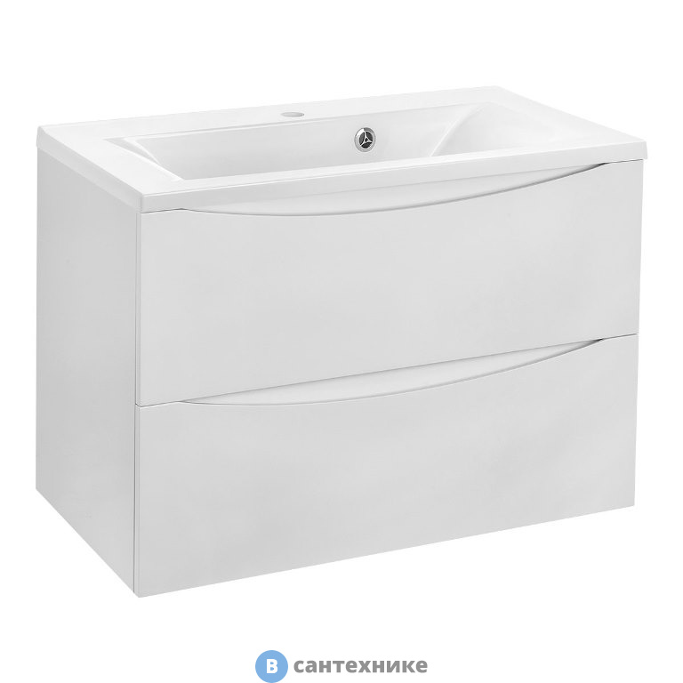 Тумба под раковину Vincea Mia 800 подвесная, 2 выкатных ящика soft close, G.White (VMC-2MA800GW)