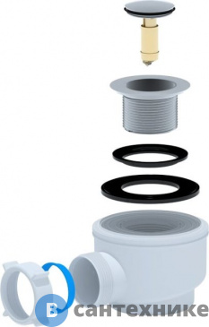 картинка Сифон для душ. поддона Тритон 1 1/2**50/60 хром, клик-клак (Е410CL) (Е450CL)