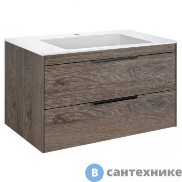 картинка Тумба под раковину Vincea Chiara 2D 800 подвесная, 2 выкатных ящика soft-close, R.Oak (VMC-2C2800RO)