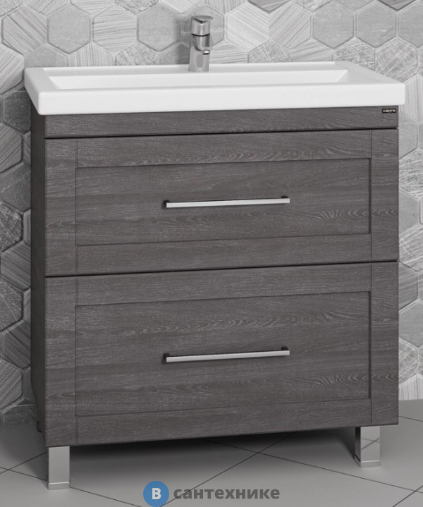 Тумба под раковину СанТа Венера 80 дуб шале графит, напол. (ум Фостер 80) (221018)