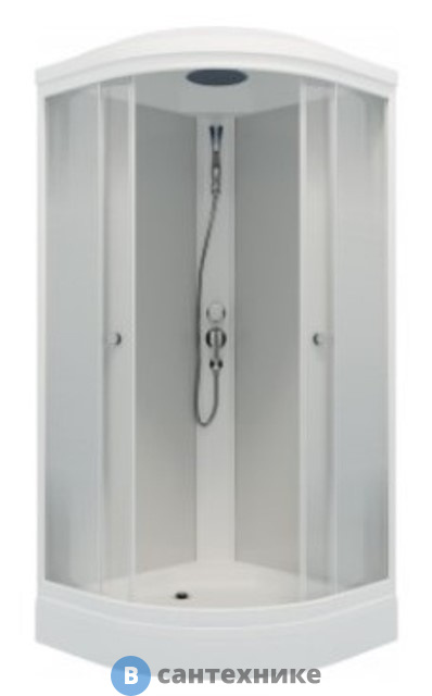 Душевая кабина Тритон Лайт 90*90 А  1/4 круга, низ. подд., Градиент, белый, ДН4 (DK208)