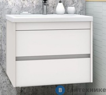 картинка Тумба под раковину Art & MAX FAMILY Family-750-2C-SO-BL подвесная с двумя выкатными ящиками, Bianco Lucido, 750x480x550