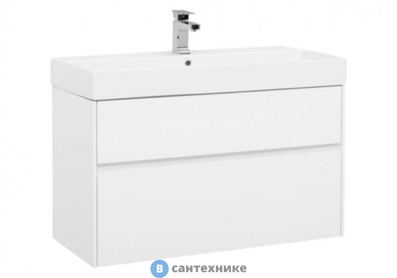 Тумба под раковину Aquanet Бруклин 100 белый глянец (203961)